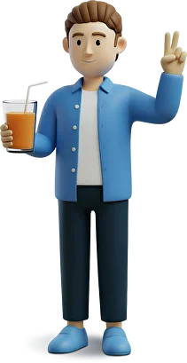 Человек со стаканом сока